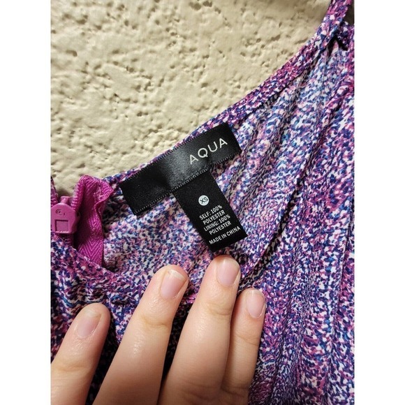 Aqua Romper Sleeveless Thin Straps Sweetheart Wide Leg Floral Zip Purple XS - Picture 2 of 4